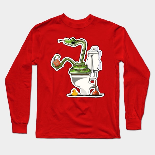 Snake on the Toilet Long Sleeve T-Shirt by InTheWashroom